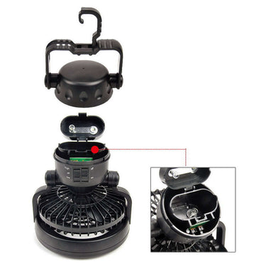 2 In 1 Camping Tent Lamp Lantern with Ceiling Fan - The Shopsite